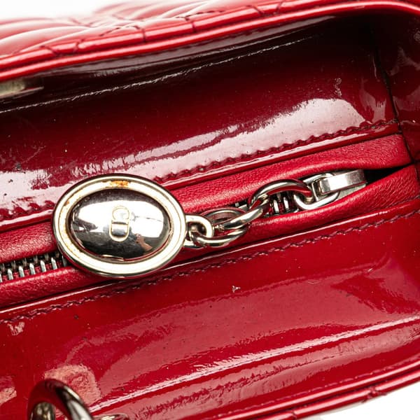 Pre-owned Dior Large Patent Cannage Lady Dior Red