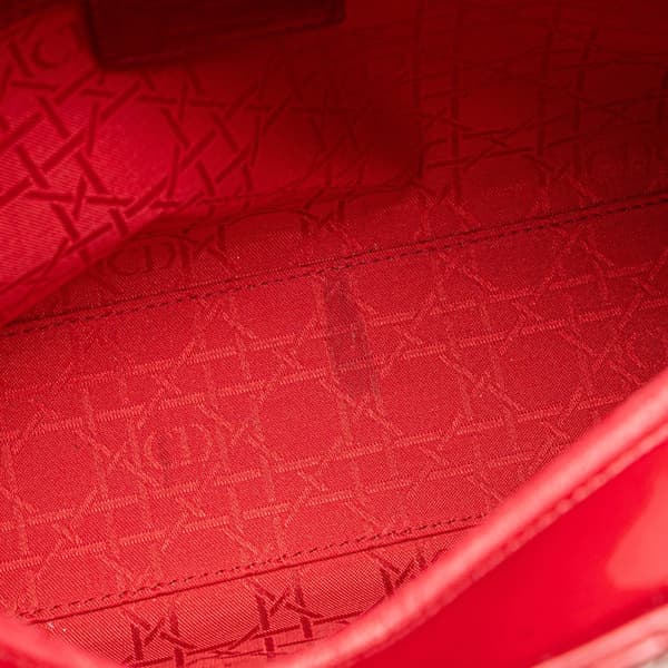 Pre-owned Dior Large Patent Cannage Lady Dior Red