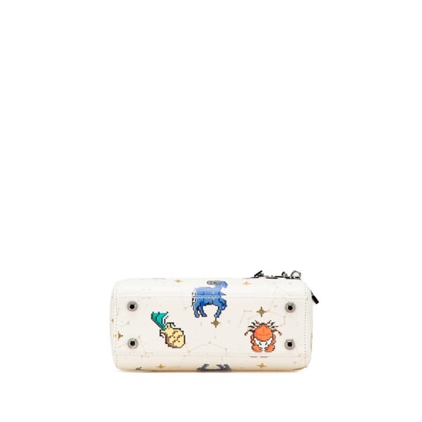 Pre-owned Dior Mini Calfskin Pixel Zodiac Lady Dior White
