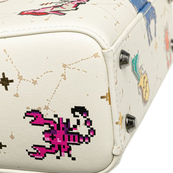 Pre-owned Dior Mini Calfskin Pixel Zodiac Lady Dior White