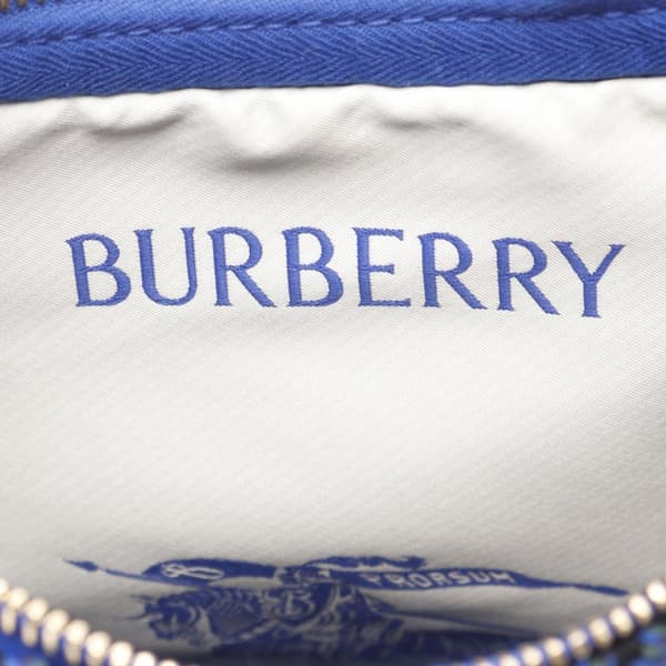 Pre-owned Burberry Mini Nova Check Knit Peg Duffle Bag Blue