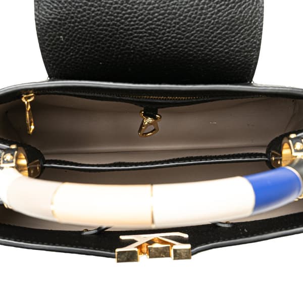 Pre-owned Louis Vuitton Taurillon Capucines MM Black