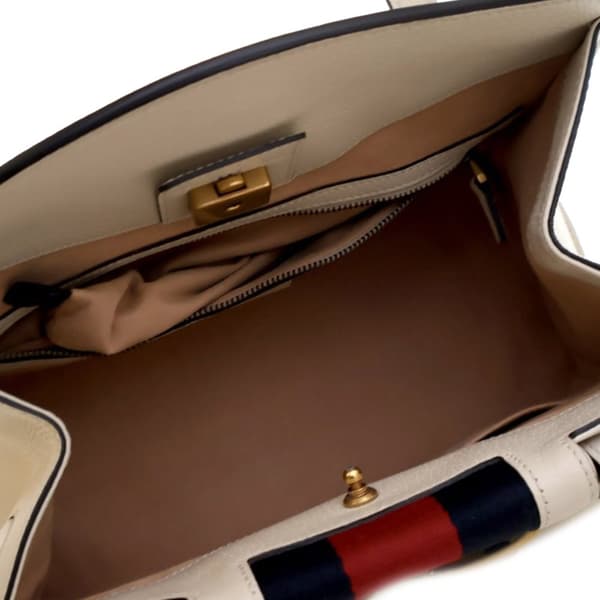 Pre-owned Gucci Medium Web Linea Butterfly Totem Satchel White