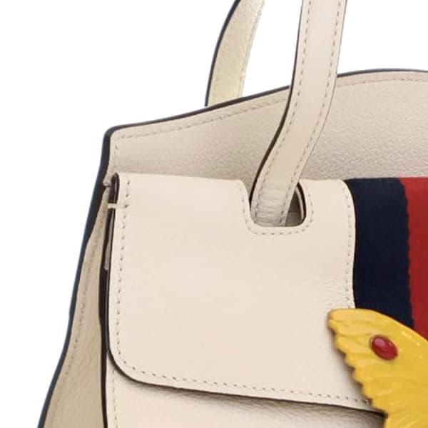 Pre-owned Gucci Medium Web Linea Butterfly Totem Satchel White