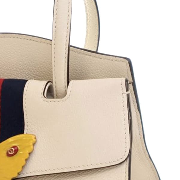 Pre-owned Gucci Medium Web Linea Butterfly Totem Satchel White