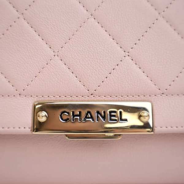 Pre-owned Chanel Small Quilted Grained Calfskin Label Click Flap Pink