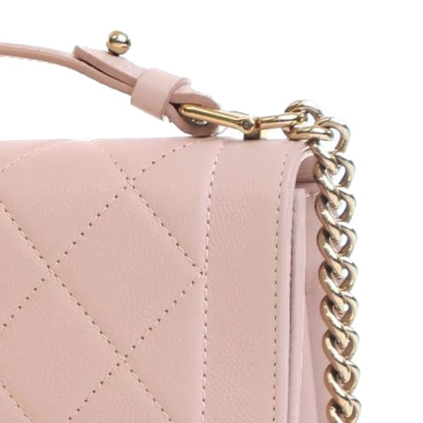 Pre-owned Chanel Small Quilted Grained Calfskin Label Click Flap Pink