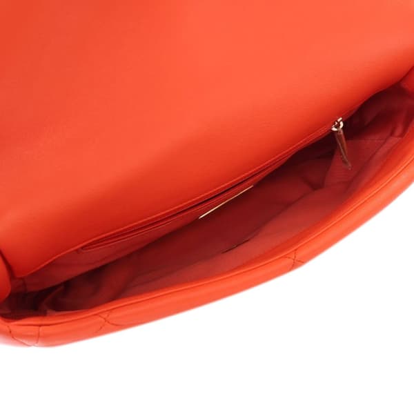 Pre-owned Chanel Large 19 Lambskin Flap Orange