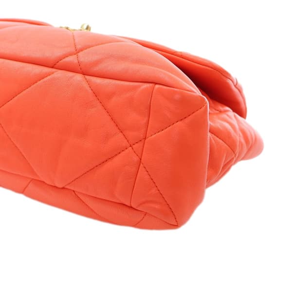 Pre-owned Chanel Large 19 Lambskin Flap Orange