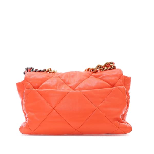 Pre-owned Chanel Large 19 Lambskin Flap Orange