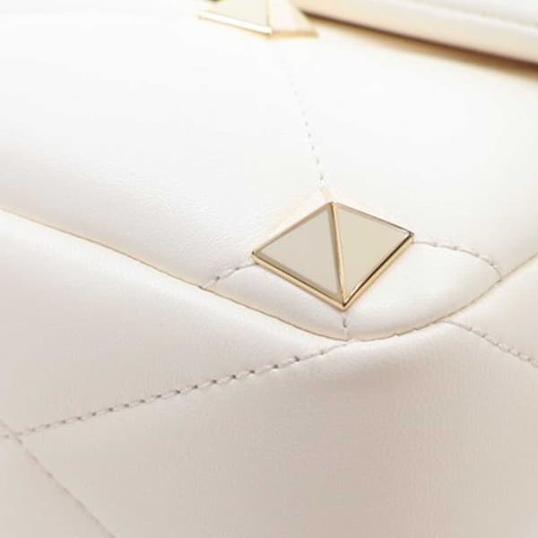 Pre-owned Valentino Large Nappa Roman Stud Satchel White