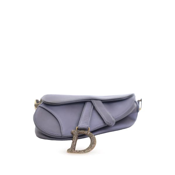 Pre-owned Dior Mini Satin Crystal Embellished Saddle Purple