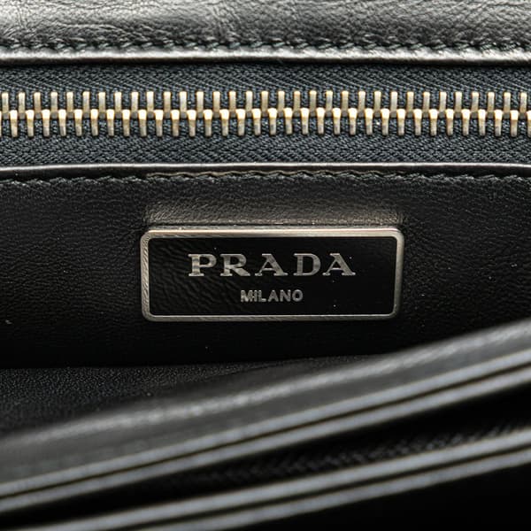 Pre-owned Prada Saffiano Tartan Print Top Handle Bag Brown