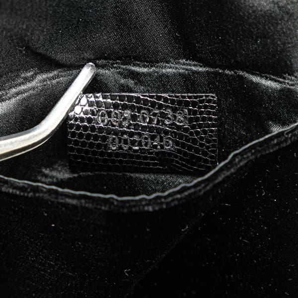 Pre-owned Gucci Velvet and Lizard Embossed Calfskin Trimmed Handbag Black