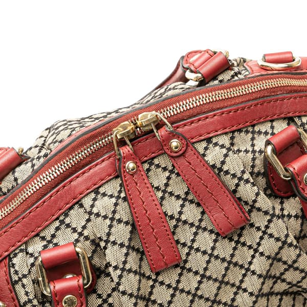 Pre-owned Gucci Diamante Canvas Sukey Satchel Brown