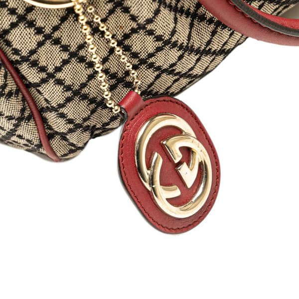 Pre-owned Gucci Diamante Canvas Sukey Satchel Brown