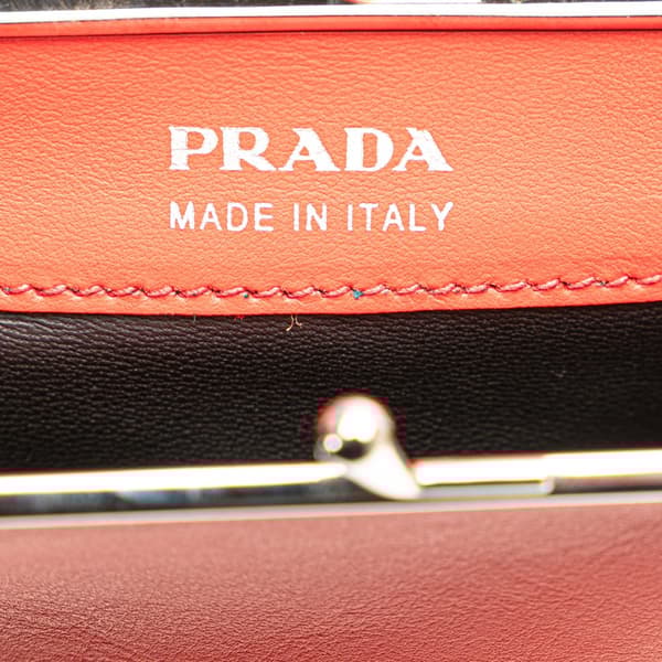 Pre-owned Prada Leather Baiadera Frame Bag Red
