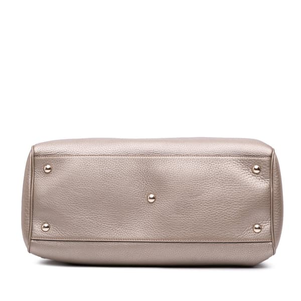 Pre-owned Gucci Medium Calfskin Bamboo Shopper Satchel Gold