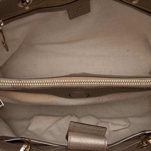 Pre-owned Gucci Medium Calfskin Bamboo Shopper Satchel Gold