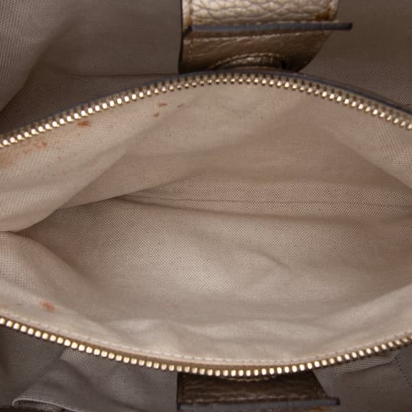 Pre-owned Gucci Medium Calfskin Bamboo Shopper Satchel Gold
