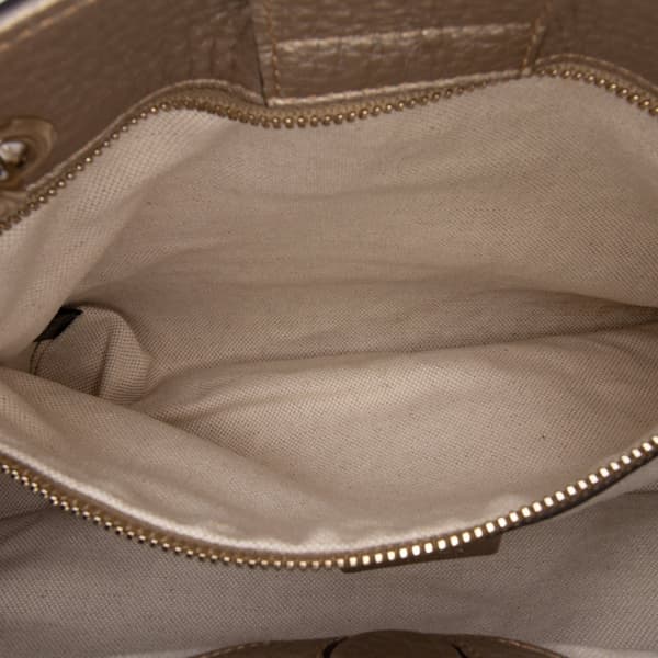 Pre-owned Gucci Medium Calfskin Bamboo Shopper Satchel Gold