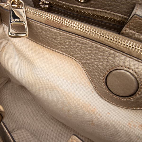 Pre-owned Gucci Medium Calfskin Bamboo Shopper Satchel Gold