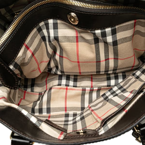 Pre-owned Burberry Medium Grainy Calfskin Baynard Satchel Brown