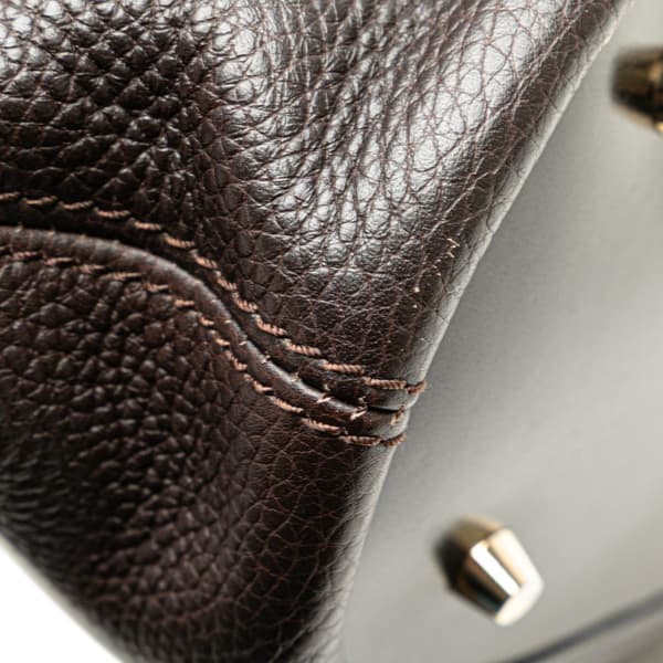 Pre-owned Burberry Medium Grainy Calfskin Baynard Satchel Brown