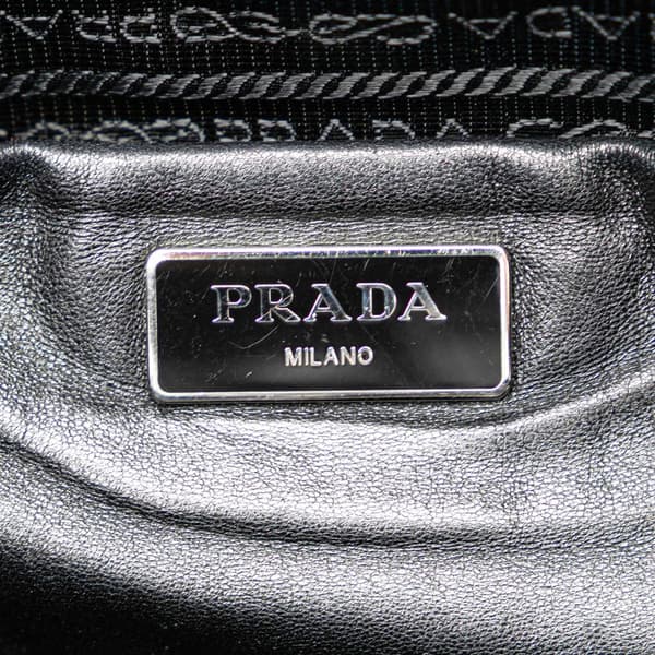 Pre-owned Prada Tessuto Canapa Logo Bow Satchel Black