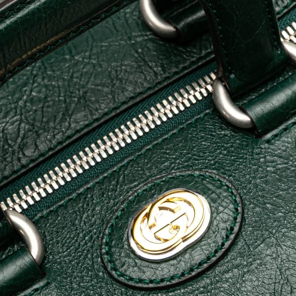 Pre-owned Gucci GG Leather Morpheus Satchel Green