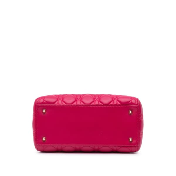 Pre-owned Dior Medium Lambskin Cannage Lady Dior Pink