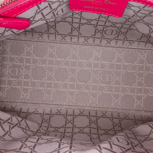 Pre-owned Dior Medium Lambskin Cannage Lady Dior Pink