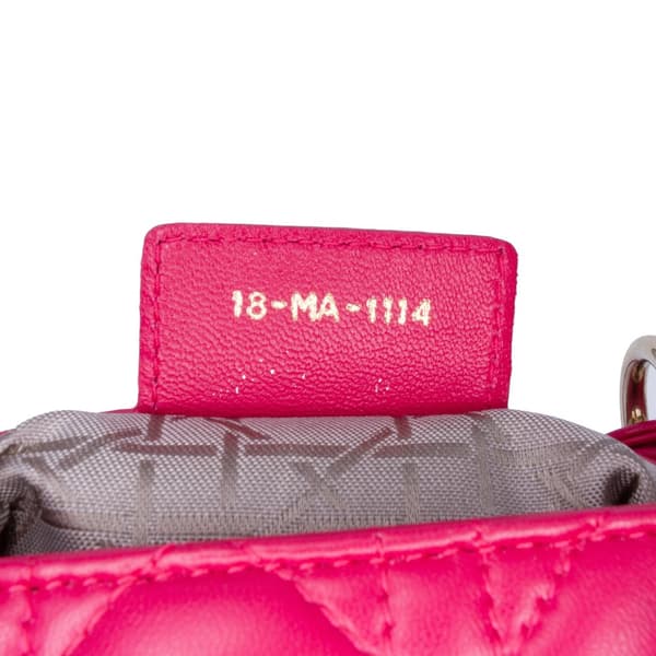 Pre-owned Dior Medium Lambskin Cannage Lady Dior Pink
