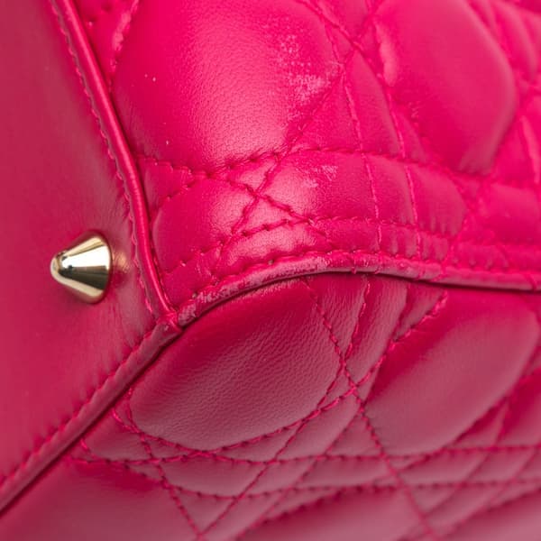 Pre-owned Dior Medium Lambskin Cannage Lady Dior Pink