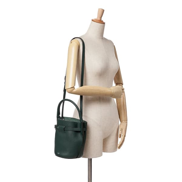Pre-owned Celine Nano Leather Big Bucket Bag Green