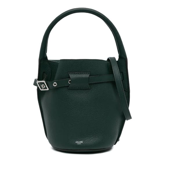 Pre-owned Celine Nano Leather Big Bucket Bag Green