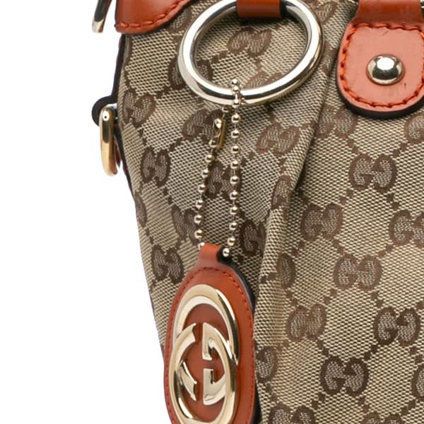 Pre-owned Gucci GG Canvas Sukey Satchel Brown