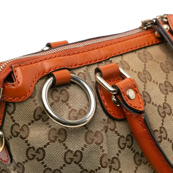 Pre-owned Gucci GG Canvas Sukey Satchel Brown