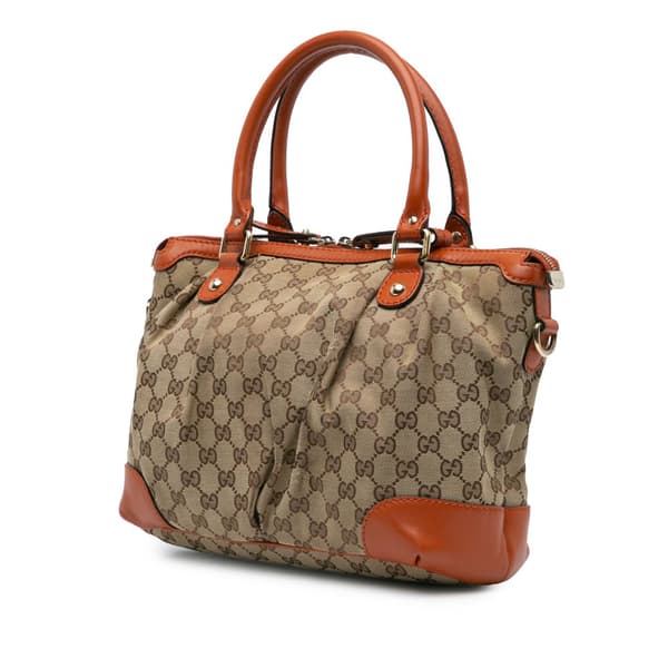 Pre-owned Gucci GG Canvas Sukey Satchel Brown
