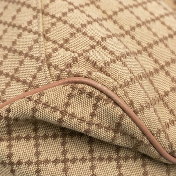 Pre-owned Gucci Diamante Canvas Sukey Satchel Brown