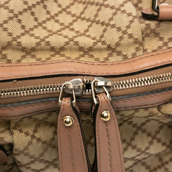 Pre-owned Gucci Diamante Canvas Sukey Satchel Brown