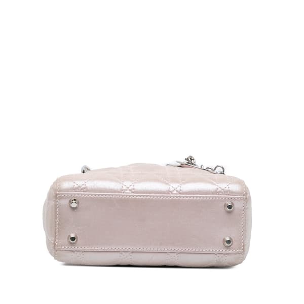 Pre-owned Dior Mini Iridescent Lambskin Cannage Lady Dior Pink