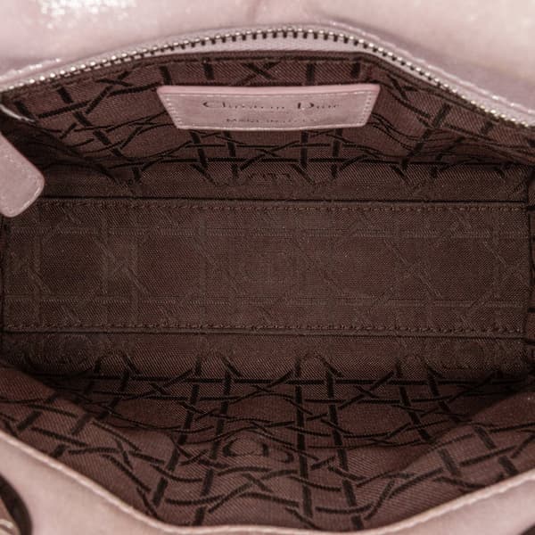 Pre-owned Dior Mini Iridescent Lambskin Cannage Lady Dior Pink