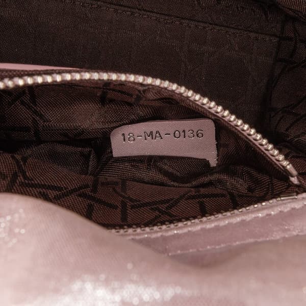 Pre-owned Dior Mini Iridescent Lambskin Cannage Lady Dior Pink