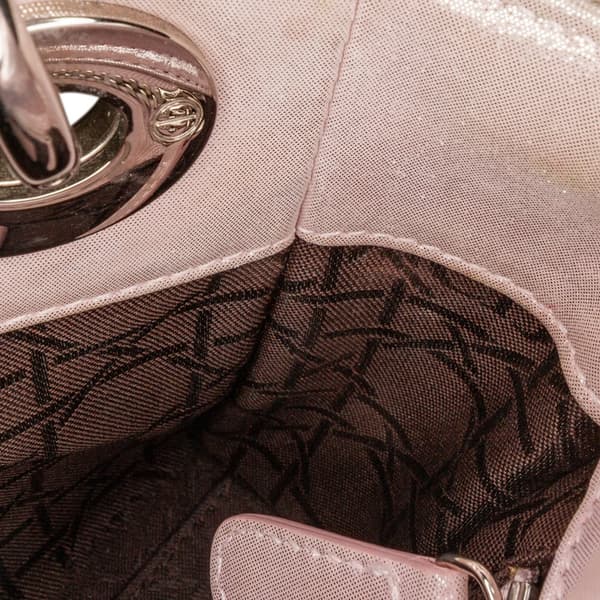 Pre-owned Dior Mini Iridescent Lambskin Cannage Lady Dior Pink