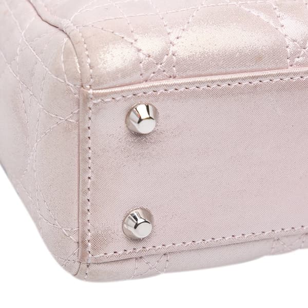 Pre-owned Dior Mini Iridescent Lambskin Cannage Lady Dior Pink
