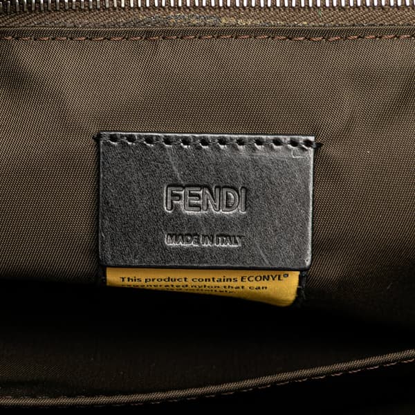 Pre-owned Fendi Large Econyl Nylon Baguette Satchel Brown