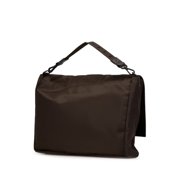 Pre-owned Fendi Large Econyl Nylon Baguette Satchel Brown