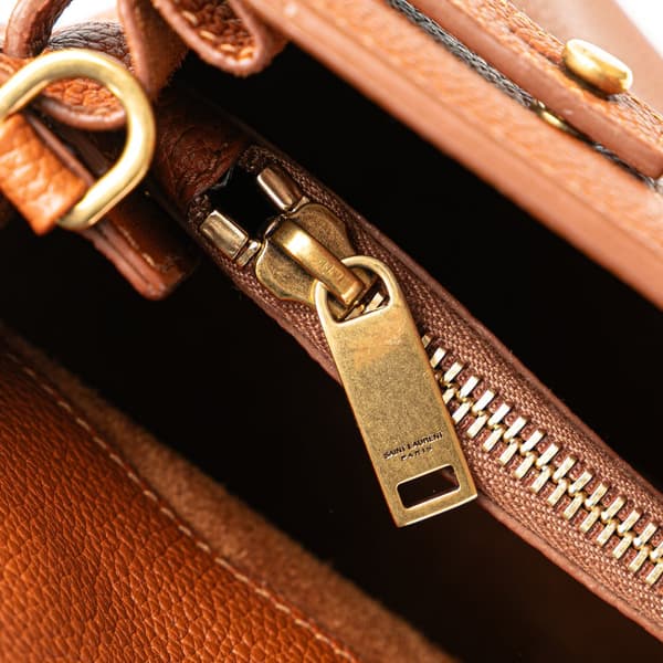Pre-owned Saint Laurent Baby Leather Sac De Jour Satchel Brown