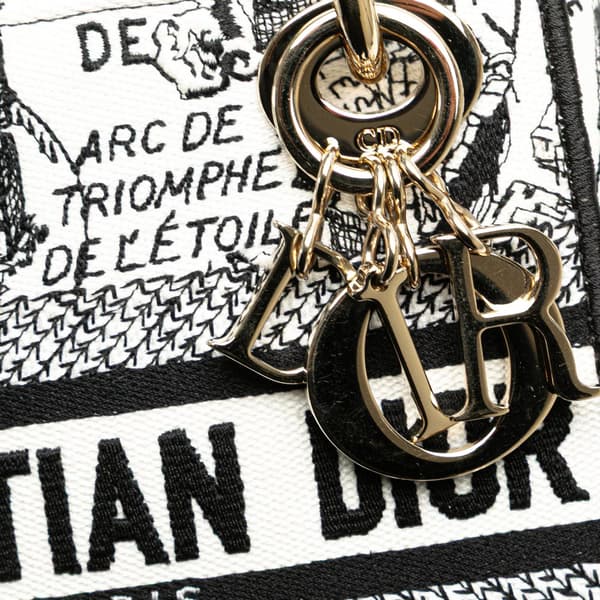 Pre-owned Dior Mini Embroidered Canvas Plan de Paris Lady D Lite White